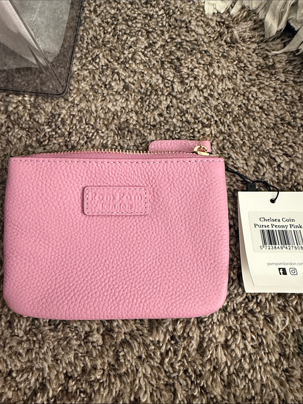 Pom Pom London Pink Leather Crossbody Bag with Wrist Pouch - Picture 2 of 10